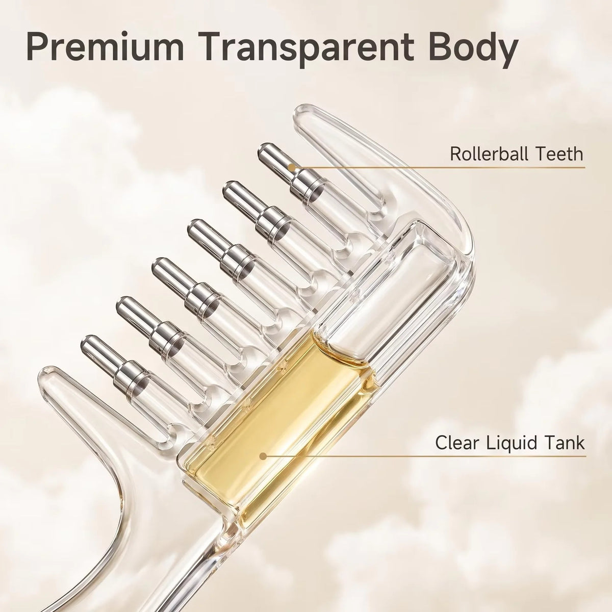 Transparent body with visible oil reservoir