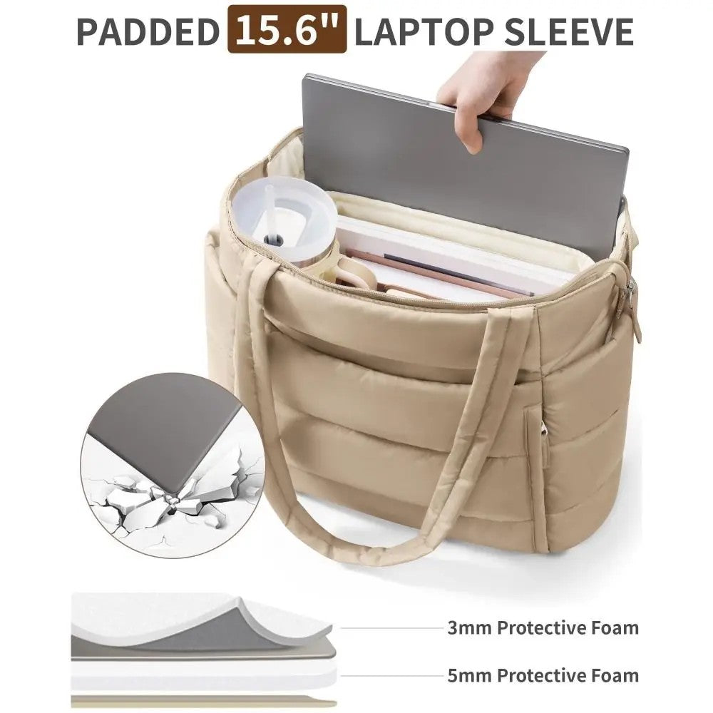 Padded laptop sleeve inside the tote